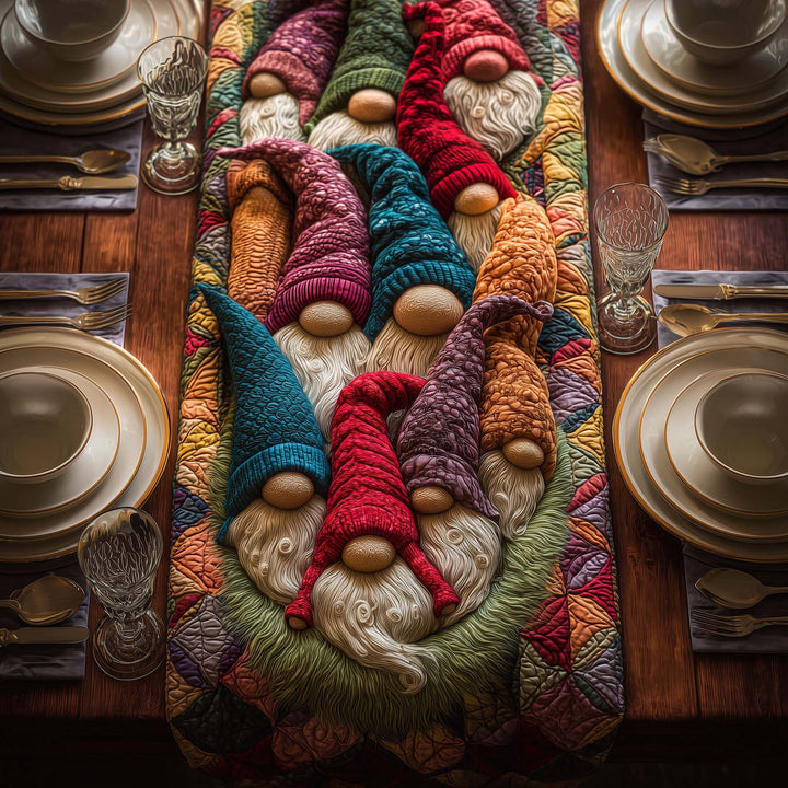 Colorful Gnomes Quilted Table Runner GFTOQM696