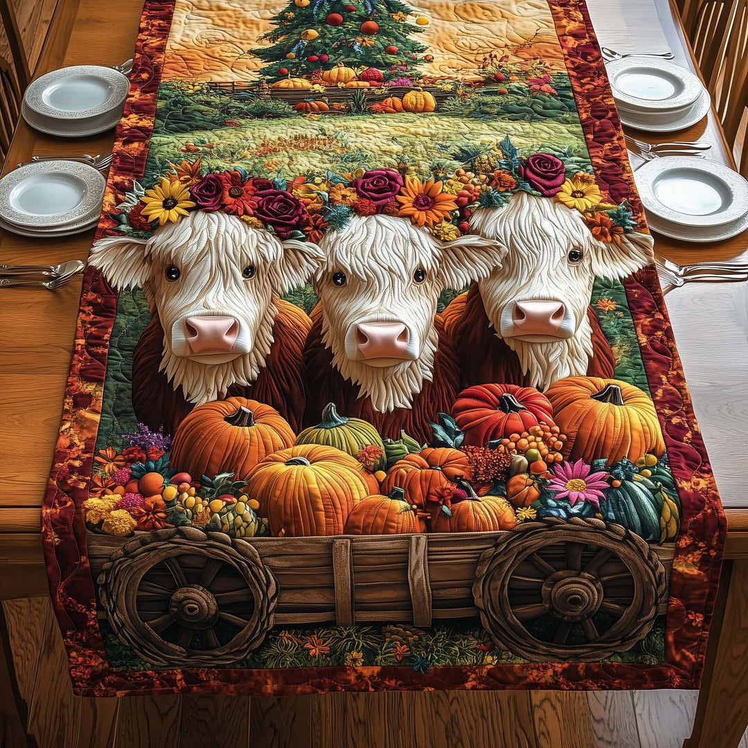 Flower Cows Quilted Table Runner GFTOQM784