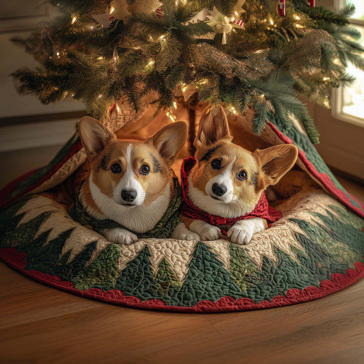 Corgi Pair Quilted Tree Skirt