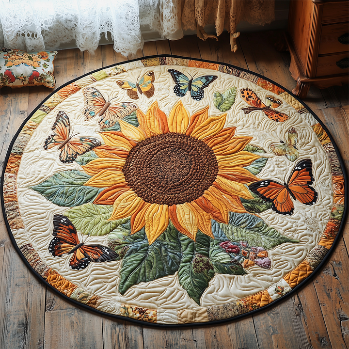 Sunflower Butterfly Quilted Round Mat GFTOTL2246