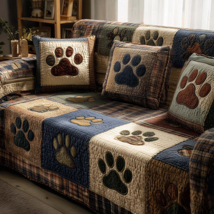Lovely Paws Quilted Sofa Cover GFTOTL5290