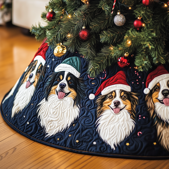 Christmas Australian Shepherd Quilted Tree Skirt