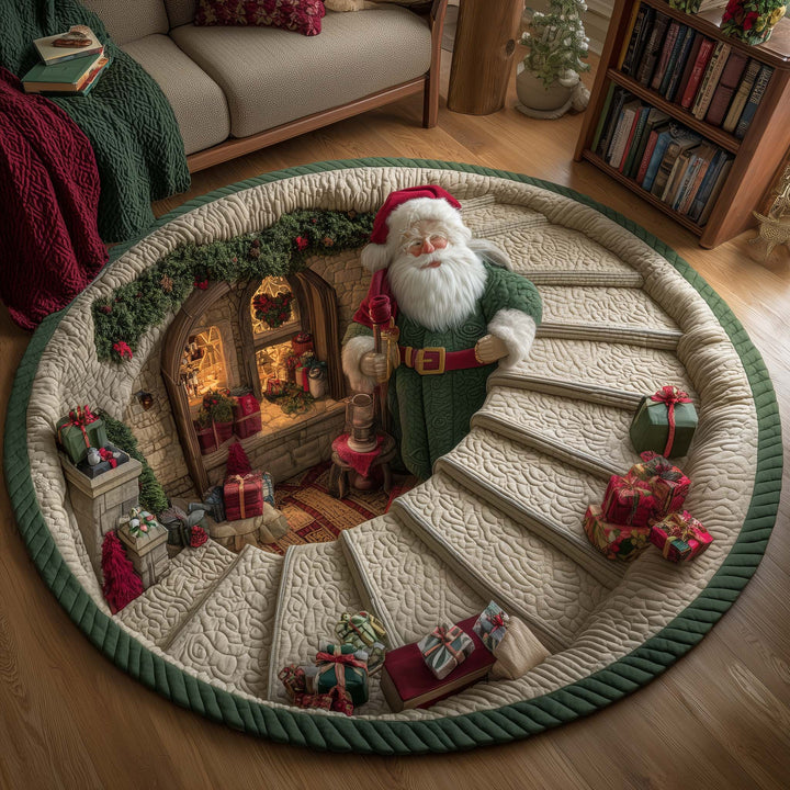 Santa Workshop Quilted Round Mat GFTOTP14044