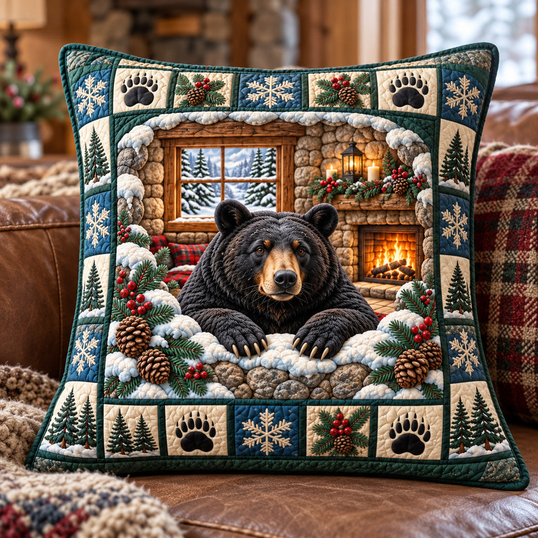 Winter Rustic Guardian Quilted Pillow Case
