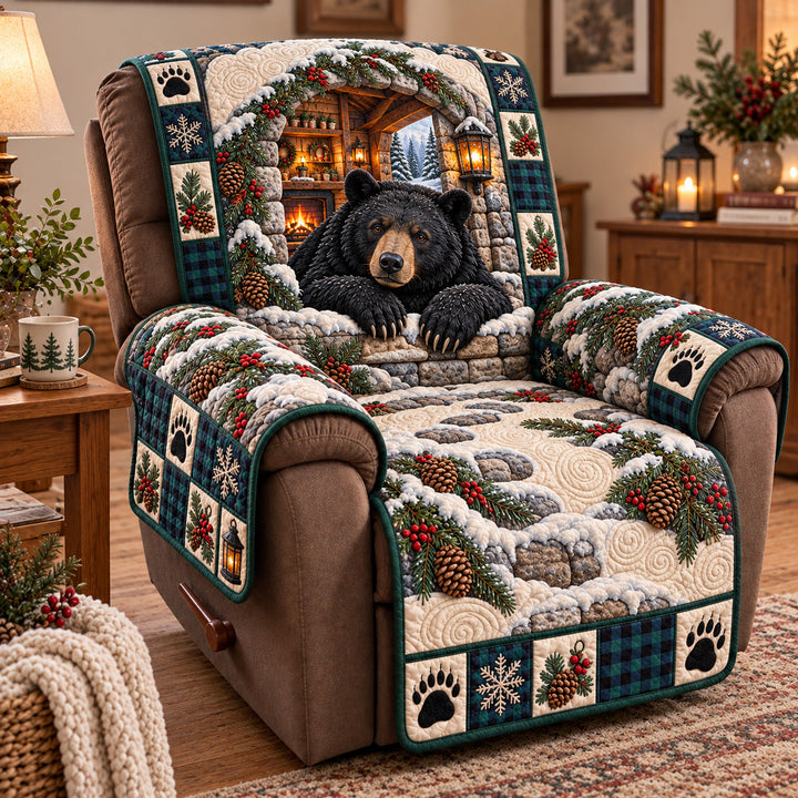 Winter Lodge Bear Quilted Sofa Cover