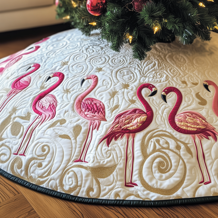 Festive Flamingo Quilted Tree Skirt GFTOTP563