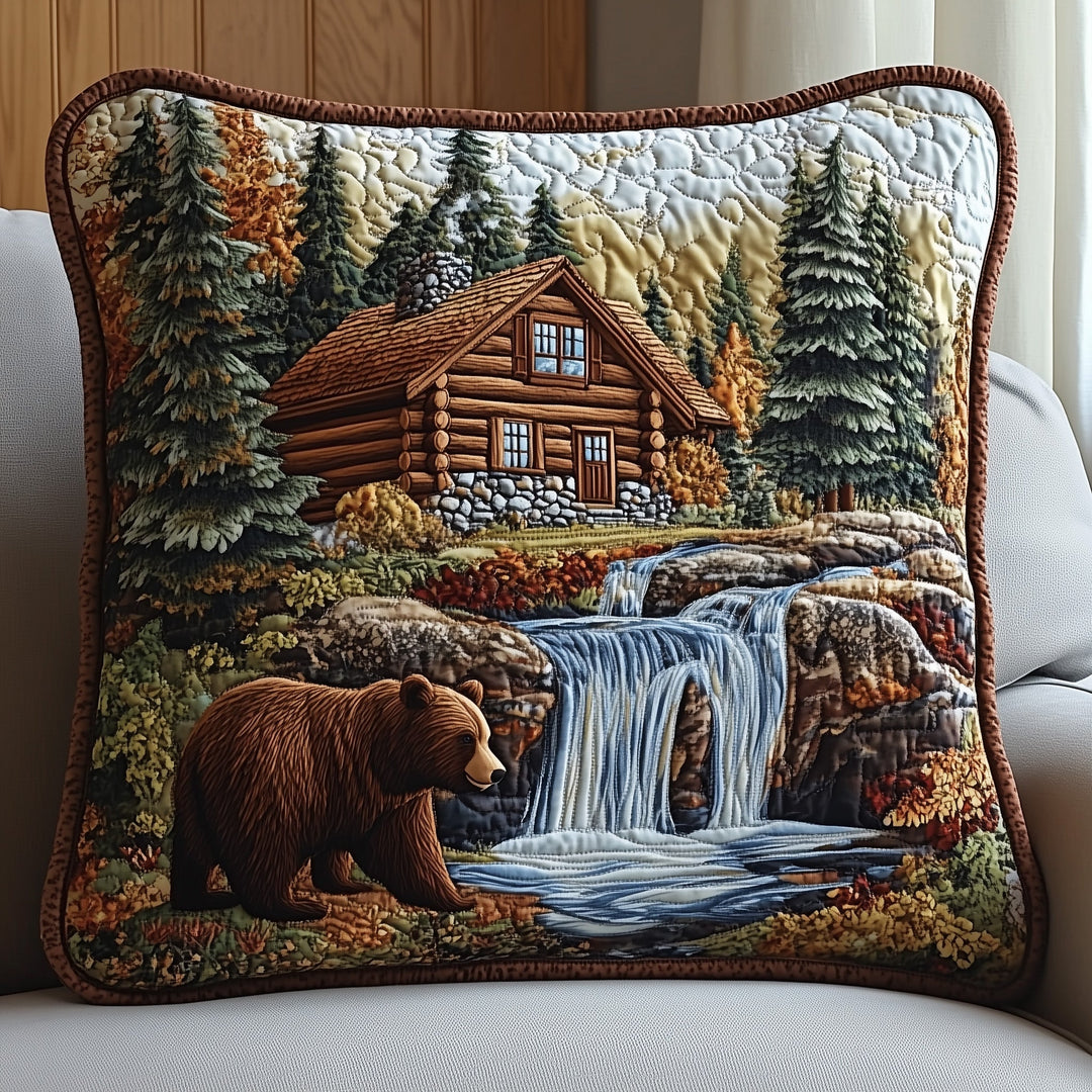 Bear and Cabin Quilted Pillow Case GFTOTP6145