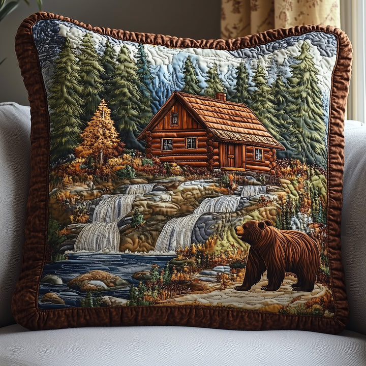 Bear and Cabin Quilted Pillow Case GFTOTP6147