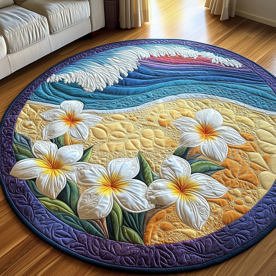 Plumeria Shoreline Quilted Round Mat GFTOTP8160
