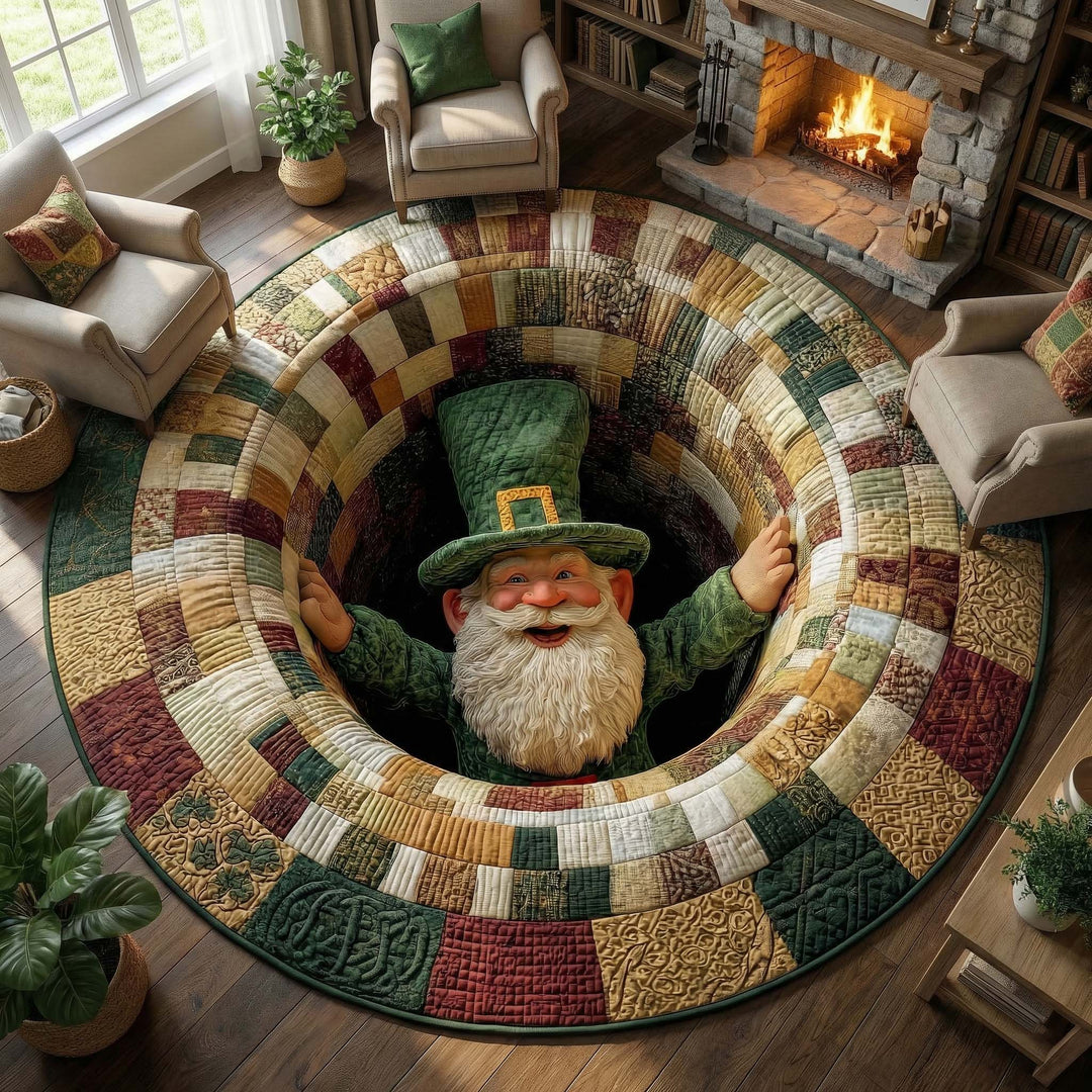 Emerald Gnome Quilted Round Mat GFTOQM3099