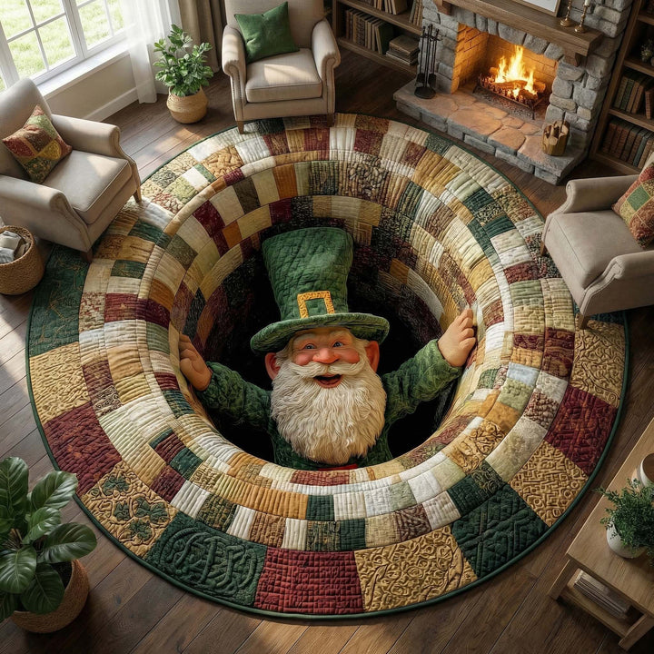 Emerald Gnome Quilted Round Mat GFTOQM3099