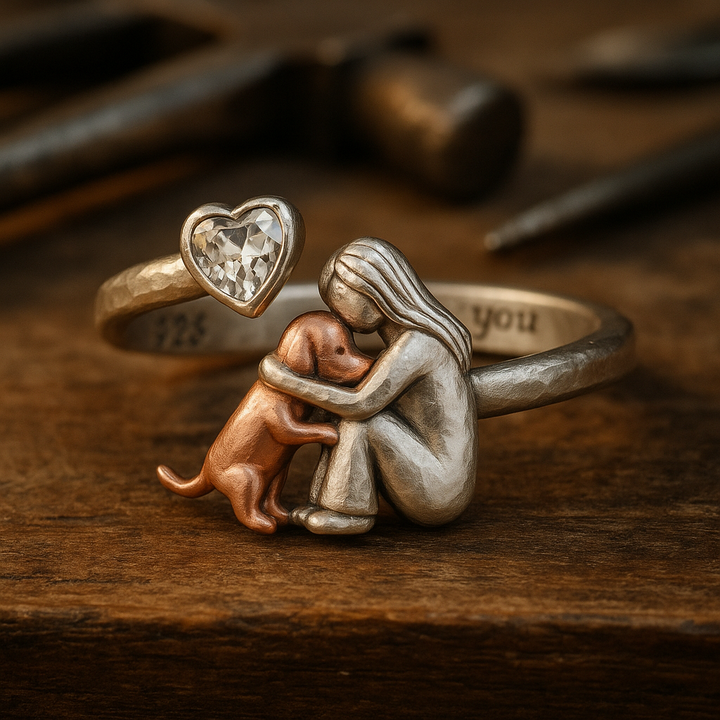 Handcrafted Lucky Ring in Silver and White Zirconia – Adjustable