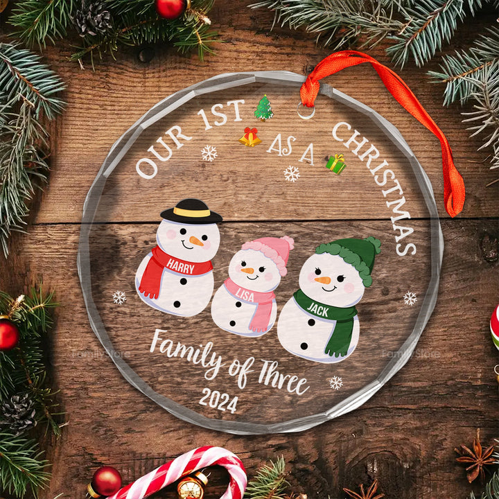 Our First Christmas As A Family - Gift For Family - Personalized Glass Ornament - CL34 NA94