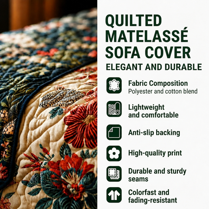 Juliana - Quilted Sofa Cover Garden Rainbow