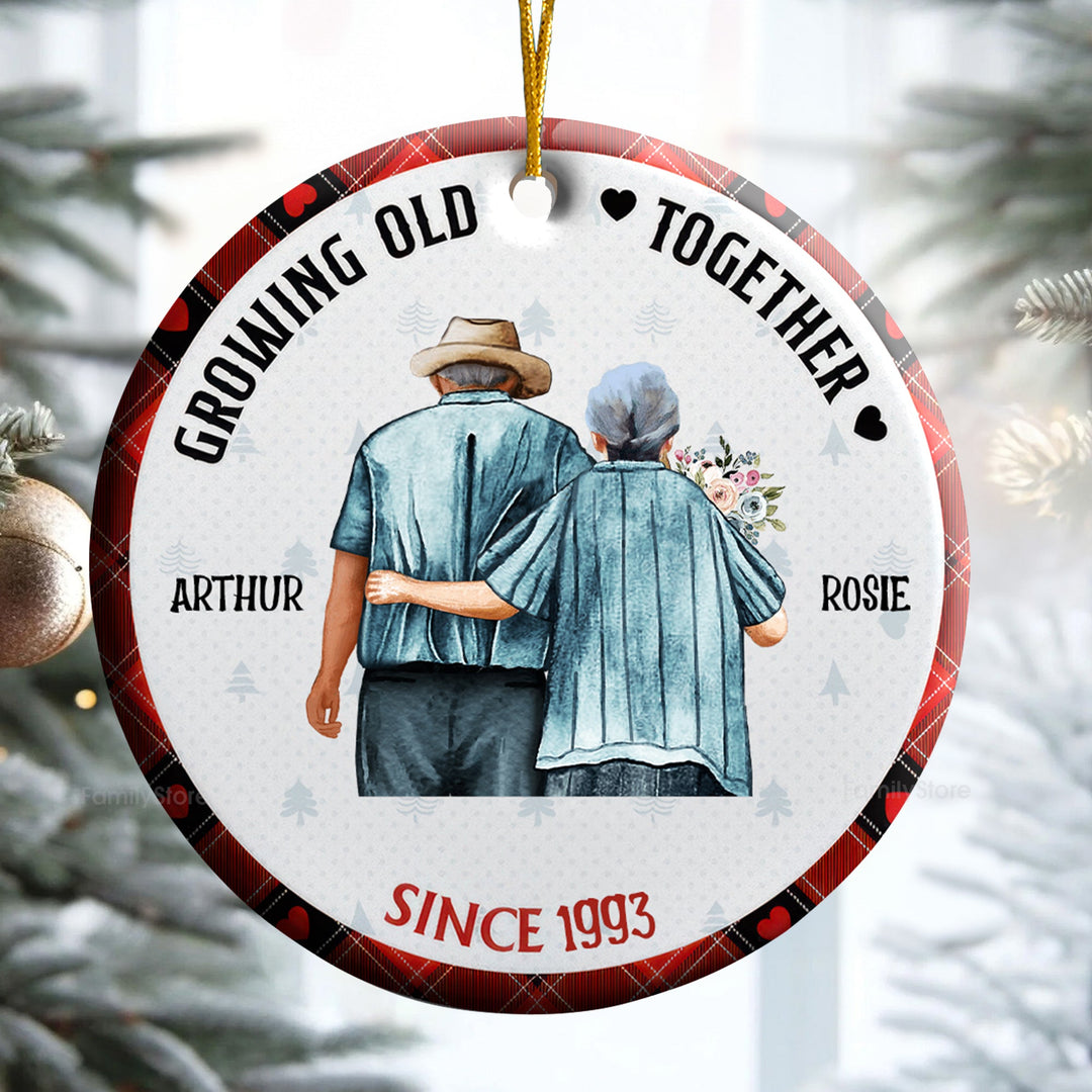 Old Couple Growing Old Together - Gift For Couples - Personalized Ceramic Ornament - CL29 NH96