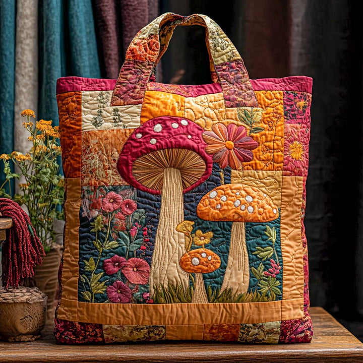 Pink Meadow Mushrooms Tote Bag