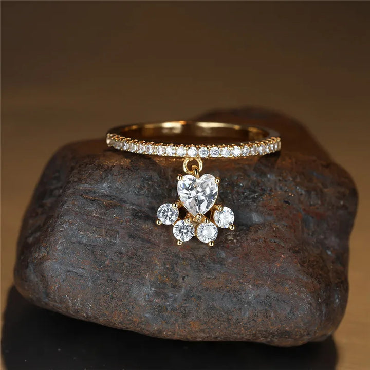 Paw & Heart Ring – Gold and Silver Finish