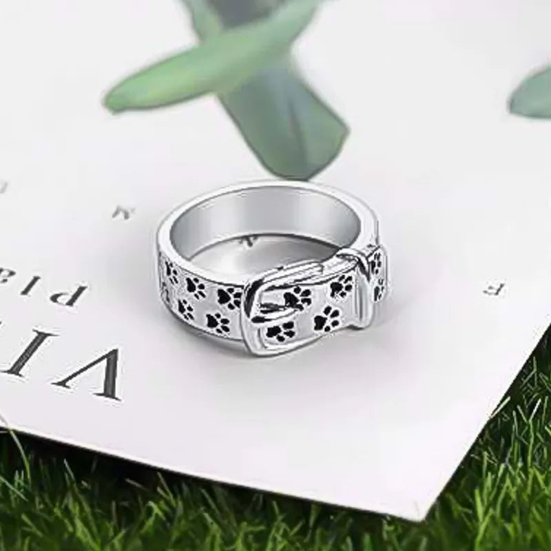Playful Dog-Collar-Design Ring
