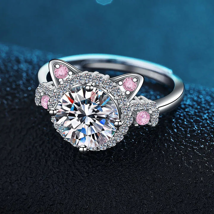 Adjustable Cat Ring with Zirconia – Cute Ring for Women