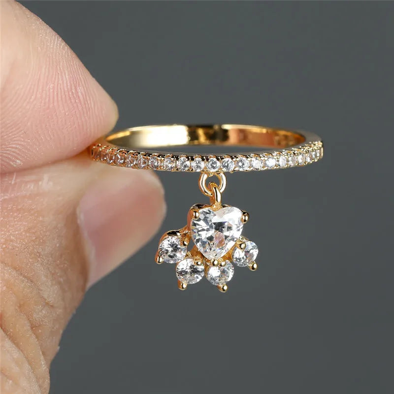 Paw & Heart Ring – Gold and Silver Finish