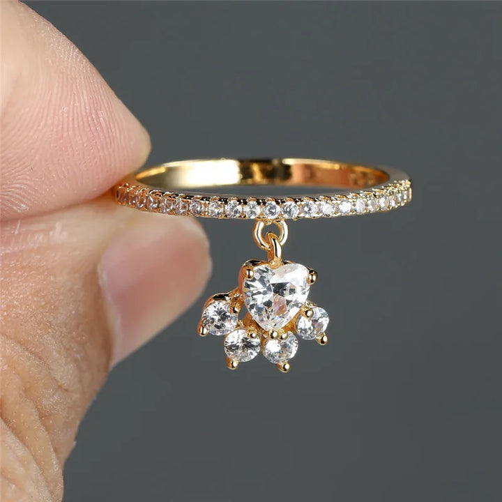 Paw & Heart Ring – Gold and Silver Finish