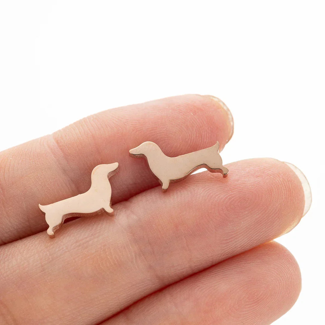 Dachshund Stud Earrings – Minimalist Metal Dog Earrings