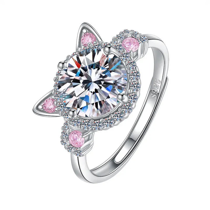 Adjustable Cat Ring with Zirconia – Cute Ring for Women