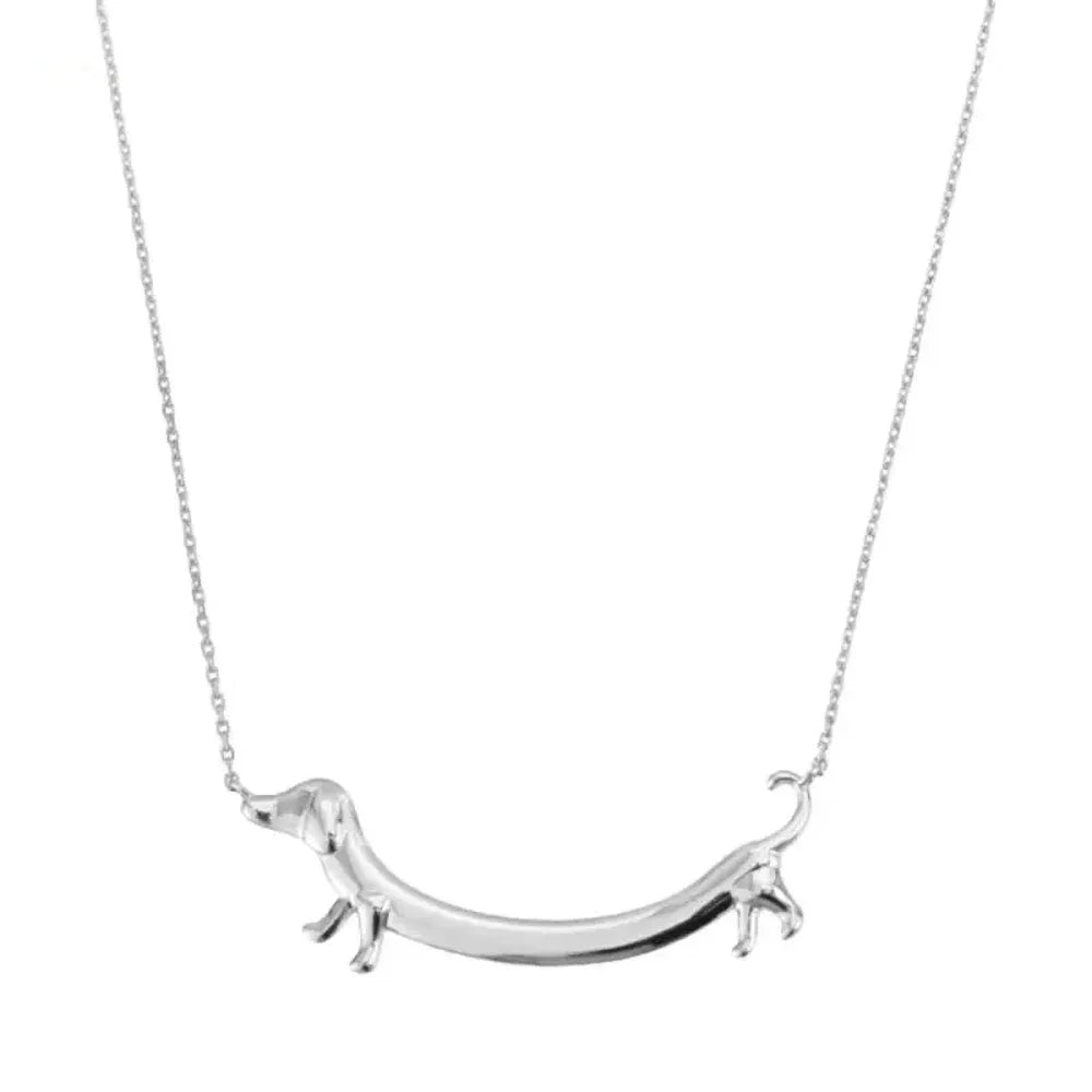 Gold Dachshund Puppy Necklace for Women