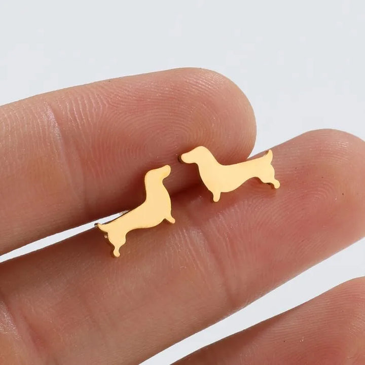 Dachshund Stud Earrings – Minimalist Metal Dog Earrings