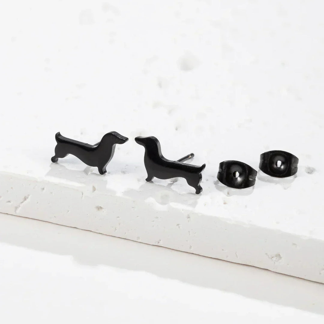 Dachshund Stud Earrings – Minimalist Metal Dog Earrings