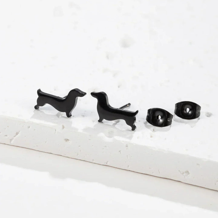 Dachshund Stud Earrings – Minimalist Metal Dog Earrings