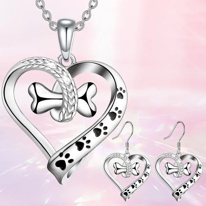 2-Piece Jewellery Set – Dog Paw, Heart and Bone