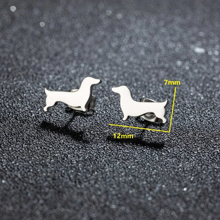 Dachshund Stud Earrings – Minimalist Metal Dog Earrings