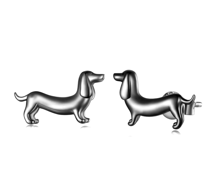 Silver Dachshund Earrings