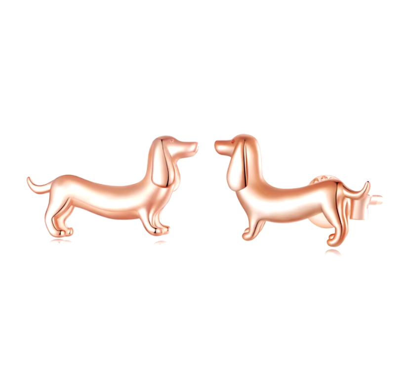 Silver Dachshund Earrings
