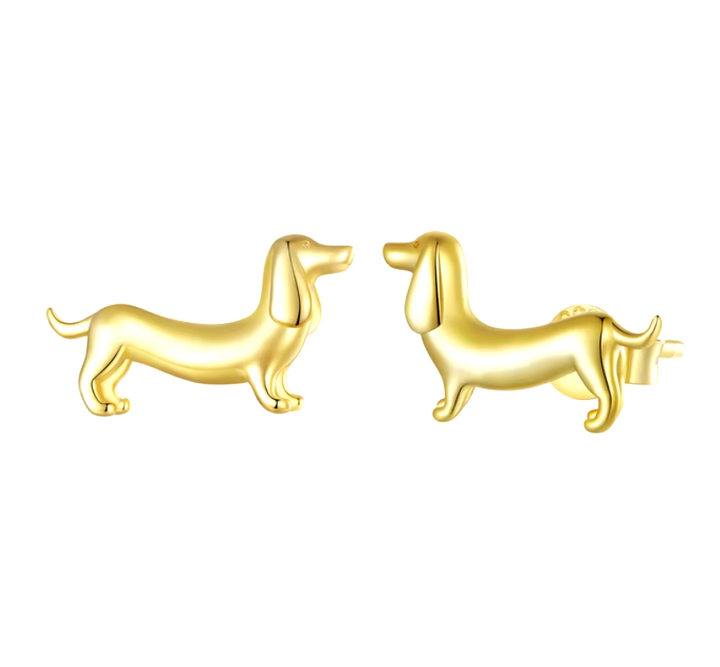 Silver Dachshund Earrings