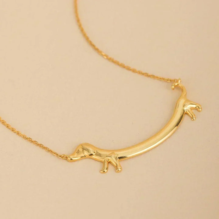 Gold Dachshund Puppy Necklace for Women
