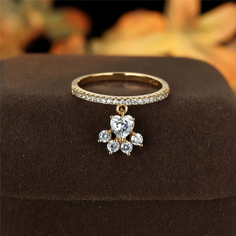 Paw & Heart Ring – Gold and Silver Finish