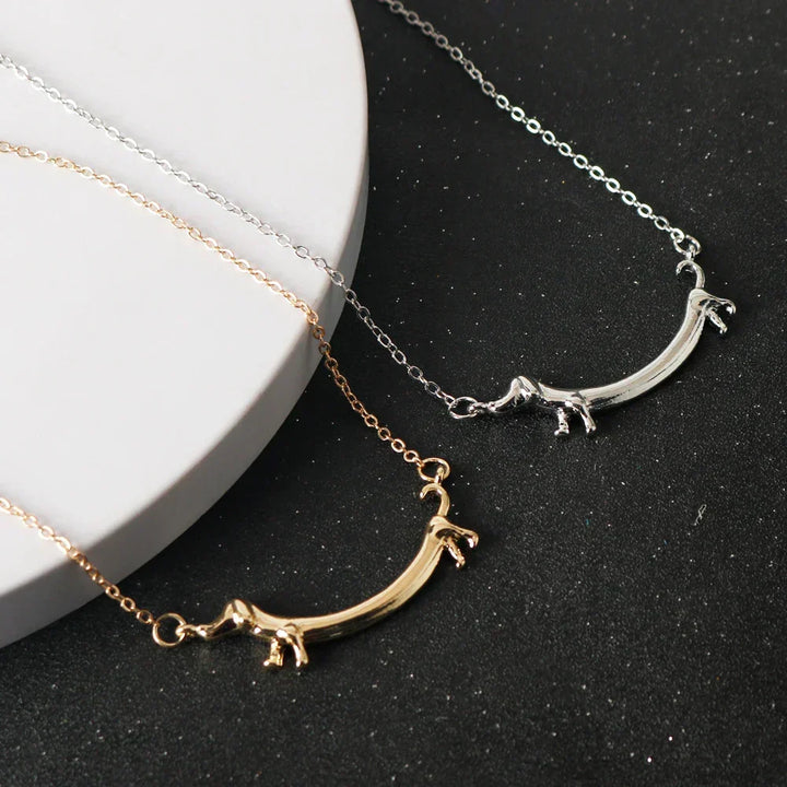Gold Dachshund Puppy Necklace for Women