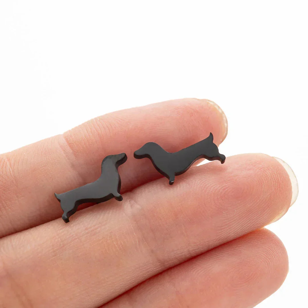 Dachshund Stud Earrings – Minimalist Metal Dog Earrings