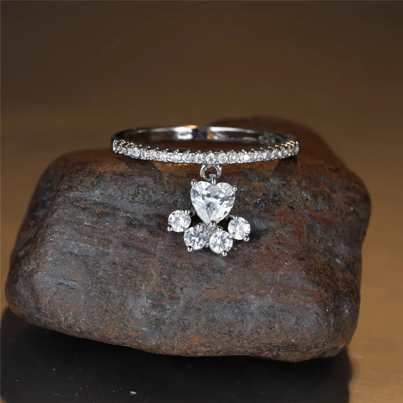 Paw & Heart Ring – Gold and Silver Finish