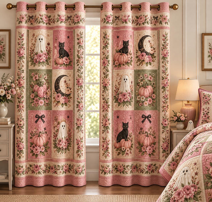 Pastel Spooky Season Quilted Curtains LD54QLTCT