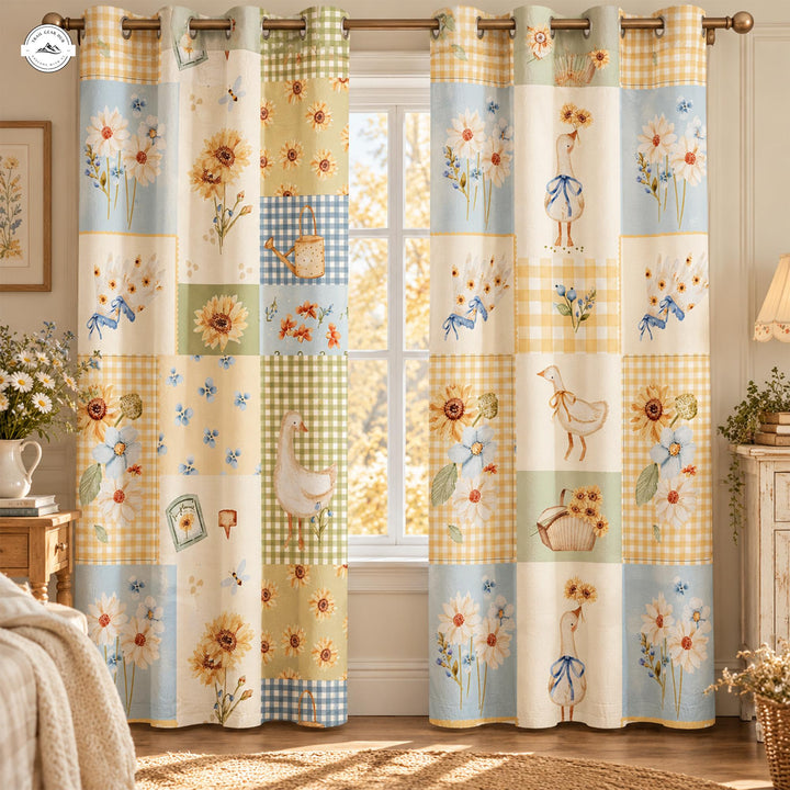 Cozy Farmhouse Sunflower and Duck Quilted Curtains LV0212QLTCT