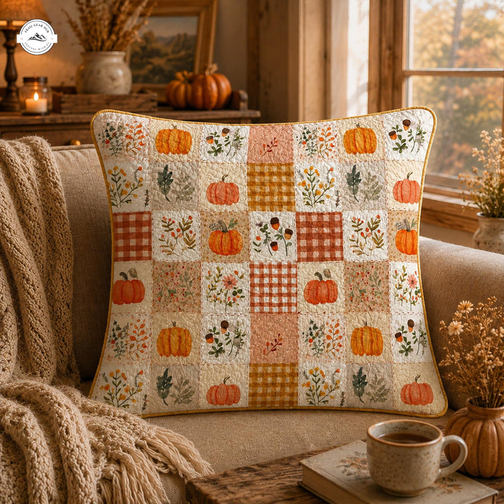 Fall Pumpkin Patchwork Quilted Pillow Cover LV11QLTPLC