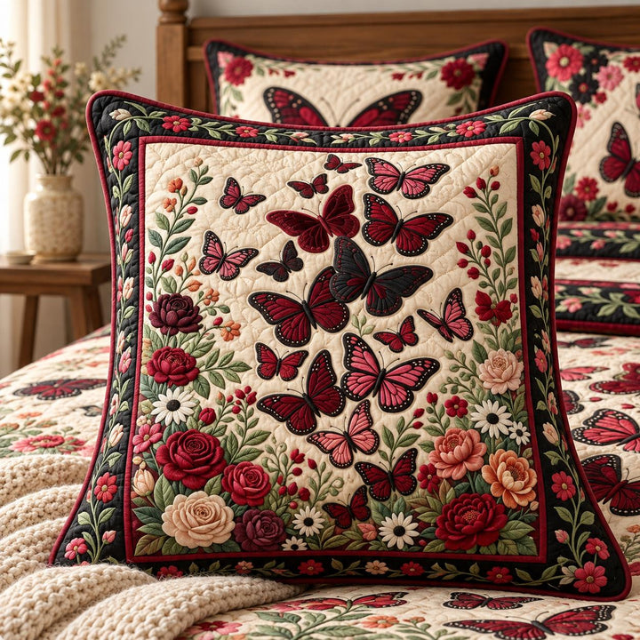 Butterfly Garden Quilted Pillow Cover QV42QLTPLC