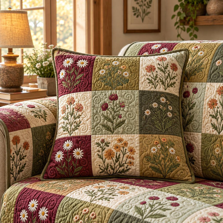Vintage Patch Meadow Quilted Pillow Cover QV12QLTPLC
