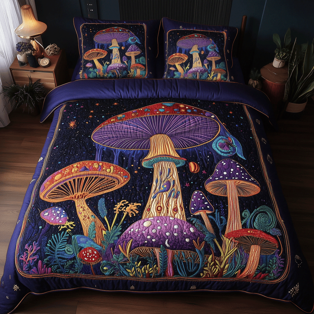 Whimsical Mushroom Magi 3-Piece Bedding Set