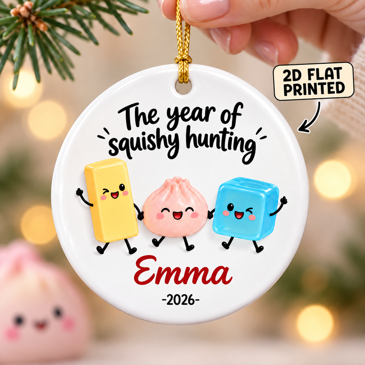 The Year Of Squishies 2D Flat Christmas Gifts For Kids, Friends - Personalized Ceramic Ornament