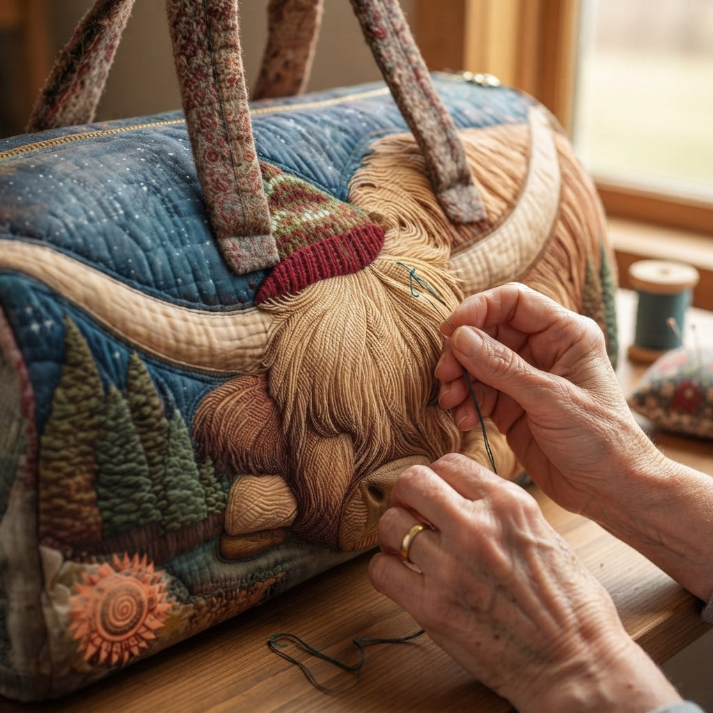 Bramble | Highland Cow at Rest Quilted Duffle