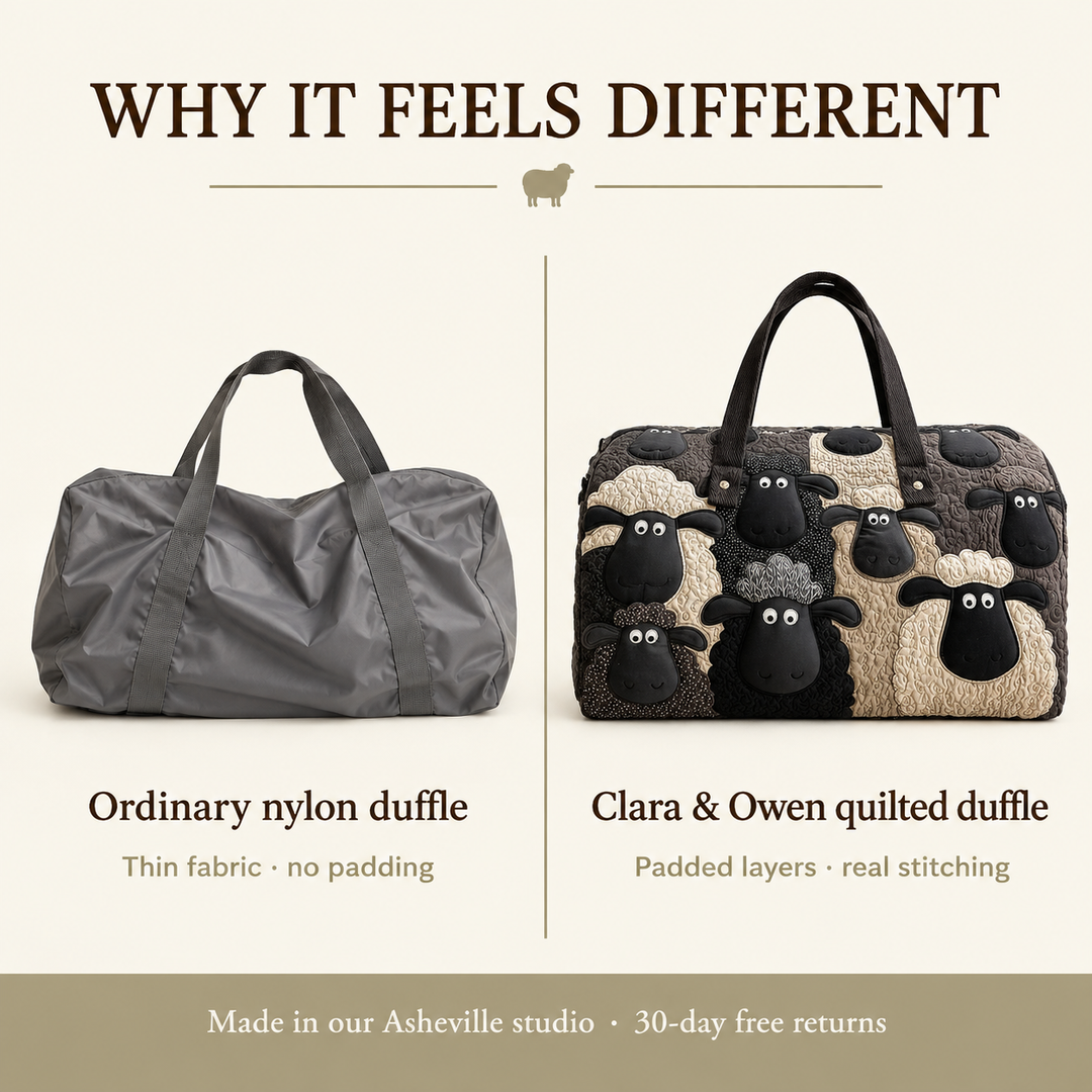 Clover | Black & Cream Sheep Quilted Duffle